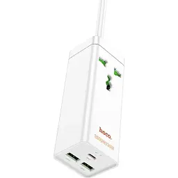 Мережевий подовжувач Hoco AC9A Talent PD30W (1C2A with 1 socket) Desktop Charger White - мініатюра 3
