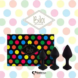 Набір силіконових анальних пробок FeelzToys Bibi Butt Plug Set 3, 3 шт, чорний - мініатюра 5