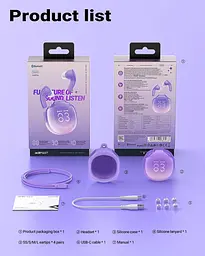 Навушники TWS Acefast T9 grape purple - мініатюра 3