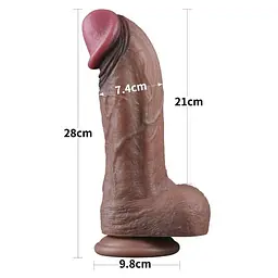 Фалоімітатор з мошонкою Dual-Layered Silicone Cock коричневий - мініатюра 2