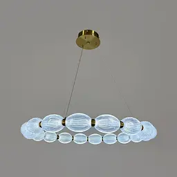 Led люстра з прозорими рельєфними кульками у латунному кільцевому корпусі Ø 68 см | Line F | Арт. MJ343-680 AB+CL - мініатюра 3