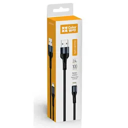 Дата кабель USB 2.0 AM to Lightning 1.0m nylon black ColorWay (CW-CBUL045-BK) - мініатюра 7