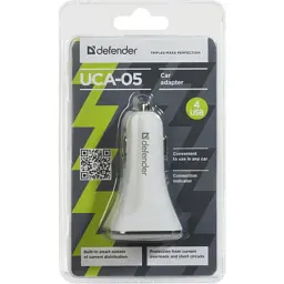 Зарядний пристрій Defender UCA-05 авто, 4 порта USB, 5V / 8A (83567) - мініатюра 3
