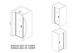 Душові двері AM.PM Gem 90x195 см скло прозоре хром матовий W90UG-090-1P-195MT, прозорий, хром матовий - мініатюра 8