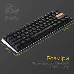 Клавіатура Ducky One 3 Mini Cherry MX Speed Silver RGB Black DKON2161ST-PUAPXCLAWSC1 UA [125716] - мініатюра 3