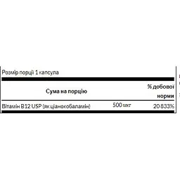 Вітамін В12 Swanson Vitamin B12 500 мкг 250 капсул - мініатюра 2