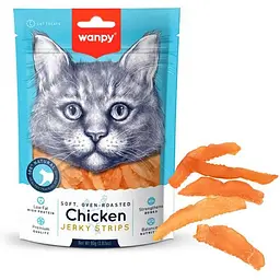 Wanpy Soft Chicken Jerky Strips м'ясо курки в'ялене смужки ласощі для котів 0.08кг