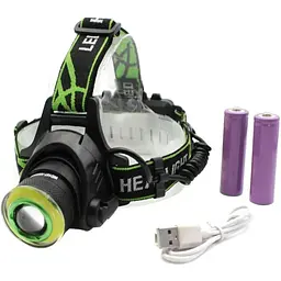 Налобний ліхтар RB-107 LED універсальний акумуляторний для риболовлі T6+LED Zoom - мініатюра 3
