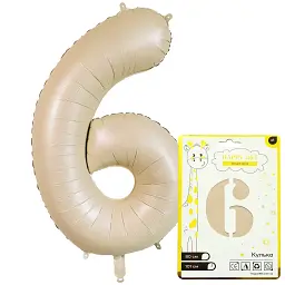 Кулька фольгована цифра 6 NB40M146 Бежевий   (5750000101157)