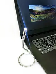 Ліхтарик гнучкий металевий USB LED лампа 32см підсвічування для ноутбука працює від будь-яких пристроїв з USB-портом UKC - мініатюра 2