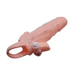 Насадка на пеніс із вібрацією Lybaile Brave Men Vibrating Sleeve Flesh, +3 см (тілесний) - мініатюра 7