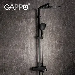 Душова система Gappo G2417-60 термостат, вилив - перемикач на лійку, чорний, Чорний матовий - мініатюра 2