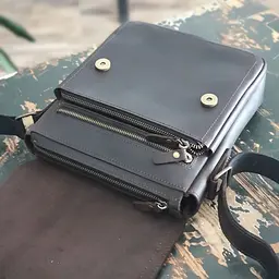 Чоловіча шкіряна сумка GS з декоративною строчкою 23*20*7 см коричнева (АР 001 кор) 200 мм - мініатюра 5