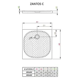 Душовий піддон Radaway Zantos C 80x80 M3ZNC8080-06 - мініатюра 2