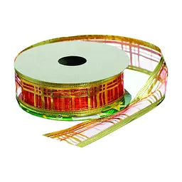 Стрічка на ялинку Jumi 2,5 см x 4,5 м, поліестер, золота кайма (5900410379862)