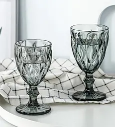 Набір келихів для вина Glassware 6шт Подарункові кольорові скляні фужери для коктейлів 300мл Сірий - мініатюра 6