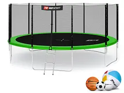 Батут Hop-Sport 16ft (488см) зелений із зовнішньою сіткою - мініатюра 11