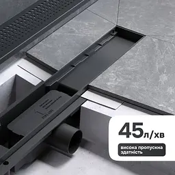 Трап для душу лінійний AM.PM Primeflow Cut Gradient 700 мм, універсальний затвор, чорний (W02SC-P11-070-01BM) - мініатюра 6