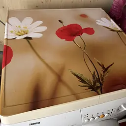 Вініловий кухонний фартух Маки і Ромашки наклейка для кухні ПВХ польові Квіти Бежевий Happy Pocket Z181420 - мініатюра 10