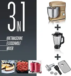 Кухонний комбайн-тестоміс 3 у 1 Heinrich's HKM 8083 Gold 10 л - мініатюра 9