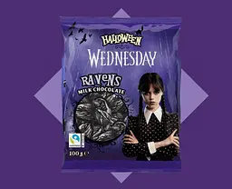 Шоколадні цукерки Halloween Wednesday Ravens Milk Chocolate 100г - мініатюра 2