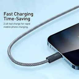 Дата кабель Baseus Dynamic Series USB to Lightning 2.4A (1m) (CALD000402) Slate Gray - мініатюра 2
