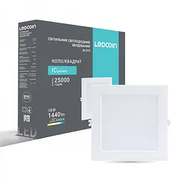 Свiтильник свiтлодiодний Ledcoin AL513 квадрат білий 18W 6500K (80340) - мініатюра 2