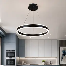 Сучасна підвісна світлодіодна кільцева люстра Artlight 2337/60BK чорна з пультом, диммером та трьома режимами освітлення