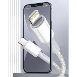 Кабель Baseus High Density Braided Fast Charging Cable Type-C to Lightning PD 20W 2m CATLGD-A02 White - мініатюра 6