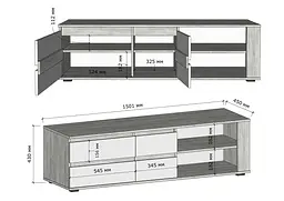 Тумба Moreli T-205 1500x430x450 мм білий бетон (mo-t205-beton) - мініатюра 2