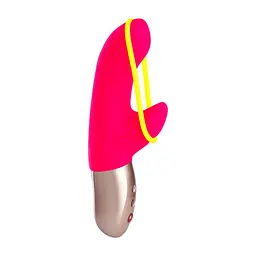Мінівібратор-кролик зі стимулювальною стрічкою Fun Factory AMORINO pink/neon yellow, стрічка знімна - мініатюра 3