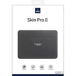 Чохол-кишеня WiWU Skin Pro II Leather Sleeve для MacBook Air 15` (2023-2025) Black [159611] - мініатюра 4