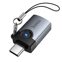 Перехідник HOCO UA46C Victory Type-C male to USB female adapter Металево-сірий