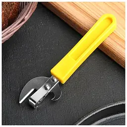 Відкривачка відкривачка-ніж консервний із пластиковою ручкою 14 см, Kitchen Master Жовтий 85300 - мініатюра 6