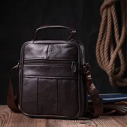 Невелика сумка на плече з натуральної шкіри Vintage s_15055 коричнева