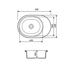 Кухонна мийка Adamant Ovale 610x420x180 Бежевий ivory 641223 - мініатюра 2