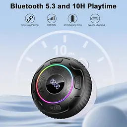 Водонепроникна Bluetooth колонка Hupoaf S5 IPX7 для душу пляжу кемпінгу подорожей з підсвіткою та дисплеєм часу (SKU-033) - мініатюра 6