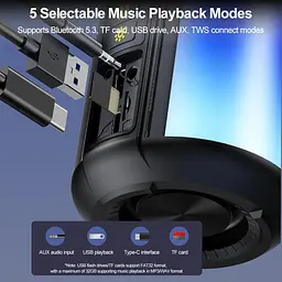 Bluetooth-динамік CofunKool: портативний динамік з AUX-входом, бездротовий динамік з гучним стереозвуком потужністю 8 Вт з RGB - мініатюра 4