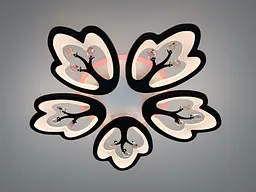 Стельова LED люстра Diasha 8148/5BK LED 3color чорна 5 пелюсток пульт димер - мініатюра 2