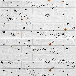 Декоративна 3D панель Sticker Wall самоклейка 700x770x5мм Зірки біла цегла 021 SW-00000086