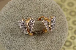 Сережки кільця Хuping Jewelry тропічний метелик з родієм 1,2 см золотисті - мініатюра 2