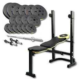 Набір Besport PowerPro 68кг з прямим грифом та лавою WB-003