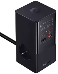 Мережевий зарядний пристрій Baseus Power Combo Tower Power Strip 2AC+2USB+2Type-C 100 W 1.5m E00023609113-00 Black - мініатюра 3