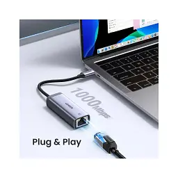Перехідник USB-C to RJ45 Ethernet 1000Mbps gray Ugreen (40322) - мініатюра 7