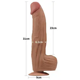 Фалоімітатор - Sliding-Skin Dual Layer Dong 12" Brown - мініатюра 3