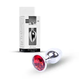 Анальна пробка із кристалом B-Series Jewellery Silver Plug Red, 7х2.7 см, червоний - мініатюра 7