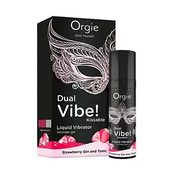 Рідкий вібратор Orgie Dual Vibe! Liquid Vibrator Strawberry Gin and Tonic 15 мл