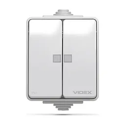 Вимикач Videx BINERA IP65 зовнішній 2кл з підсвічуванням (BINERA IP65 наружный 2кл с подсветкой) - мініатюра 2