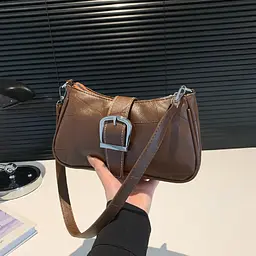 Жіноча сумка кросбоді через плече з екошкіри Lilly P2-8577-1DB Темно-коричнева - мініатюра 2