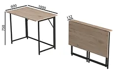 Стіл розкладний Моріс Ferrum-decor 750x1000x600 Чорний метал ДСП Дуб Сан-Марино 16 мм (FRD-104670) - мініатюра 7